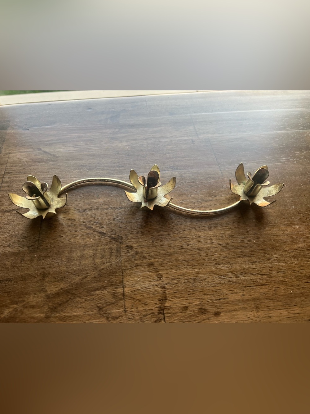 Brass Toned Floral Candle Holder Garland - Metal Vintage